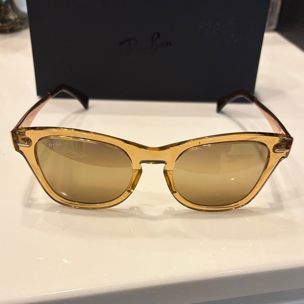 Ray-Ban 6449/G7 Women’s Amber Transparent Frame Sunglasses with Amber Lenses